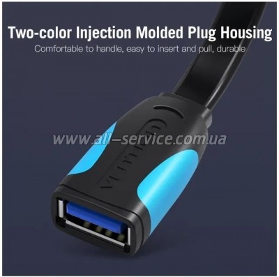 ���� ������ USB 3.0 AM/AF 2.0m flat black Vention (VAS-A13-B200)