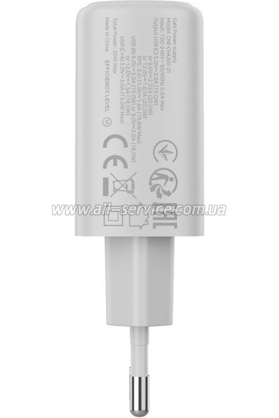 �������� ������� Canyon OnCharge 200 20W 1xPD 1xQC EU White (CNE-CHA200-21)