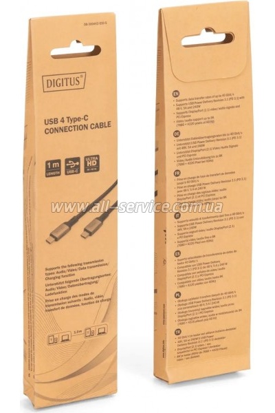 ���� ������ USB-C to USB-C 1.0m USB 4.0 black Digitus (DB-300443-010-S)