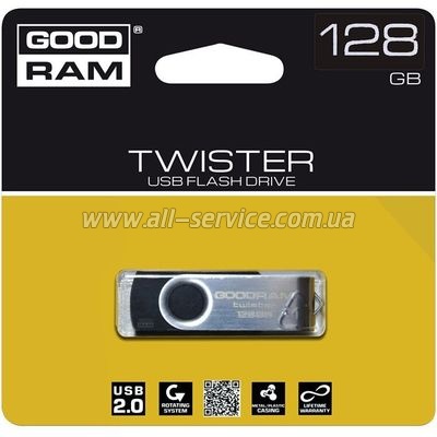  128GB GOODRAM USB 2.0 UTS2 Twister Black (UTS2-1280K0R11)