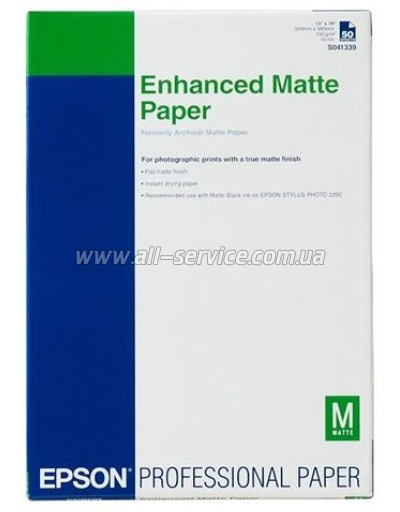 Фотобумага Epson Enhanced Matte Paper 192г/м A3+ 100л (C13S041719) Фотобумага Epson Enhanced Matte Paper 192г/м A3+ 100л (C13S041719)