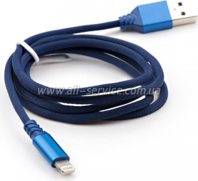 ���� ������ USB 2.0 AM to Lightning nylon 1m blue Vinga (VCPDCLNB21B)