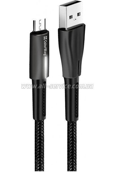 ���� ������ ColorWay USB 2.0 AM to Micro 5P 1.0m zinc alloy + led black (CW-CBUM035-BK)