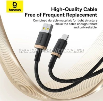 ���� ������ USB AM to USB-C 2.0m 60W black/gold Baseus (P10377802U01-02)