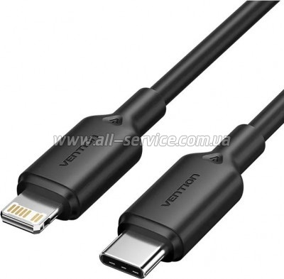 ���� ������ USB-C to Lightning 1.0m 3A black Vention (LAKBF)