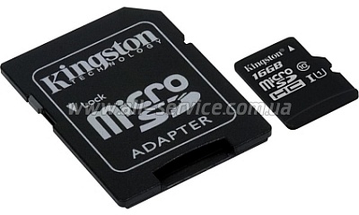   16GB Kingston microSDHC Class 10 UHS-I + SD  (SDC10G2/16GB)