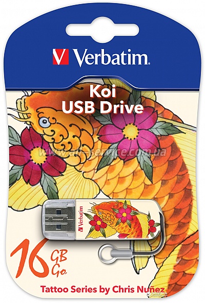  16Gb VERBATIM USB Drive STORE'N'GO MINI TATTOO KOI (49886)