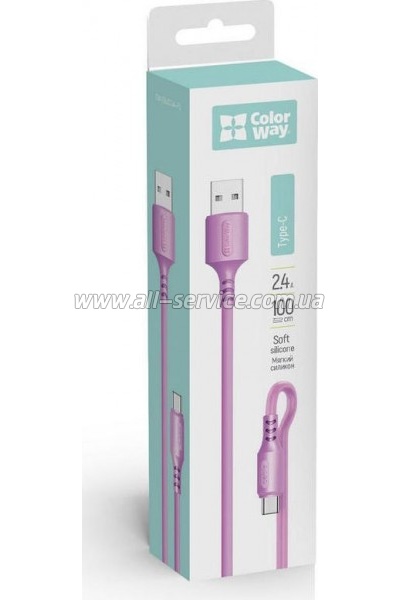 ���� ������ USB 2.0 AM to USB-C 1.0m soft silicone violet ColorWay (CW-CBUC044-PU)