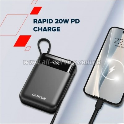������� ������������� Canyon 10000mAh OnPower 104 PD 20W Black (CNS-CPB104B)