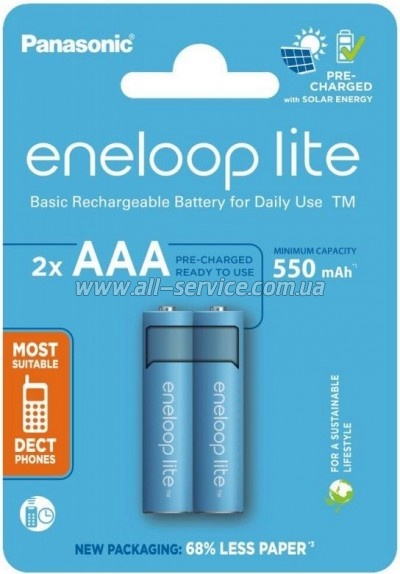 ����������� Panasonic AAA Eneloop 550mAh Lite NI-MH * 2 (BK-4LCCE/2CP)