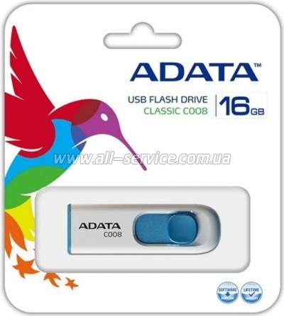  ADATA 16GB C008 White USB 2.0 (AC008-16G-RWE)
