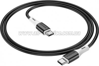 ���� ������ USB-C to USB-C 1.0m 3A PD 60W silicone black BOROFONE (6974443384802)