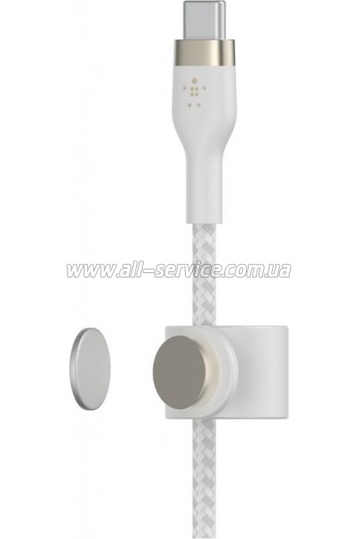 ���� ������ USB-C to Lightning 1.0m BRAIDED SILICONE white Belkin (CAA011BT1MWH)
