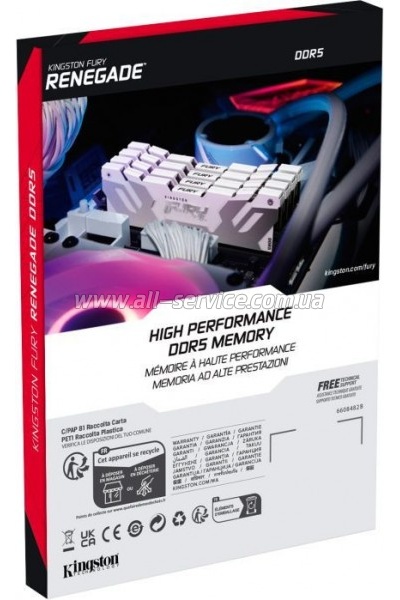     DDR5 16GB 6800 MHz Renegade White XMP Kingston Fury (ex.HyperX) (KF568C36RW-16)