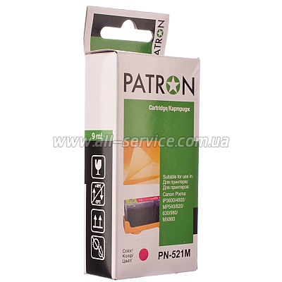 КАРТРИДЖ CANON CLI-521M (PN-521M) MAGENTA PATRON КАРТРИДЖ CANON CLI-521M (PN-521M) MAGENTA PATRON