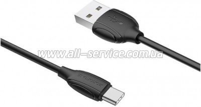 ���� ������ USB 2.0 AM to USB-C 1.0m 3A PVC BX19 black BOROFONE (6931474701794)