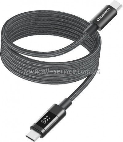 ���� ������ USB-C to USB-C 1.2m PD60W magnetic digital display nylon gray Choetech (XCC-1067-GY)