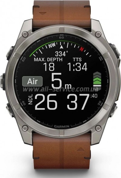 - Garmin fenix 8 51mm,AMOLED,Sapphire, Bare Ti, Blk/Chsnt Lthr (010-02905-40)