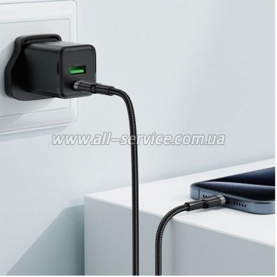 ���� ������ USB-C to USB-C 1.2m PD 60W black Acefast (6974316285137)