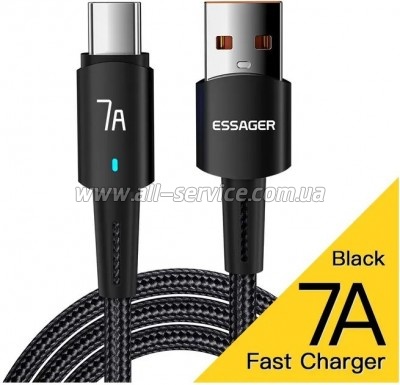 ���� ������ USB 2.0 AM to USB-C 2.0m 100W black Essager (EXC7A-CGA01-P)