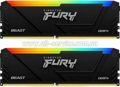 Модуль памяти для компьютера DDR4 16GB (2x8GB) 3200 MHz Beast RGB Kingston Fury (ex.HyperX) (KF432C16BB2AK2/16) Модуль памяти для компьютера DDR4 16GB (2x8GB) 3200 MHz Beast RGB Kingston Fury (ex.HyperX) (KF432C16BB2AK2/16)
