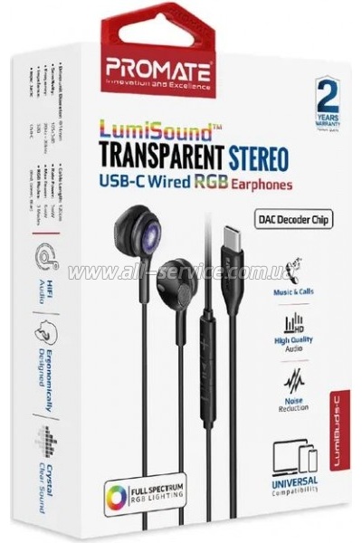  Promate LumiBuds-C Black (lumibuds-c.black)