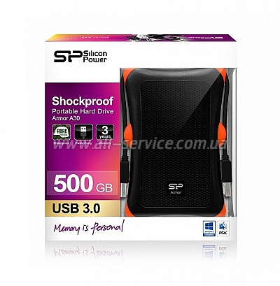  500GB SILICON POWER Armor A30 USB 3.0 Black (SP500GBPHDA30S3K)