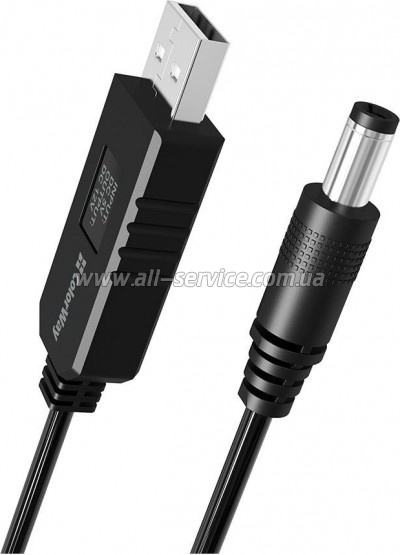 ������ ������� USB to DC 5.5x2.5mm 12V 1.0m black ColorWay (CW-CBUD067-BK)