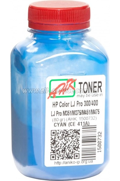 Тонер АНК HP LJ Pro 300 / 400/ LJ Pro M351 / M375 бутль 80г Cyan (1500732) Тонер АНК HP LJ Pro 300 / 400/ LJ Pro M351 / M375 бутль 80г Cyan (1500732)