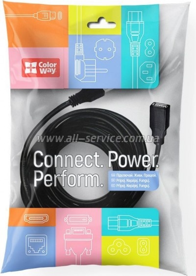 ���� ������ USB 2.0 AM/AF 1.8m black ColorWay (CW-CBUF076-BK)