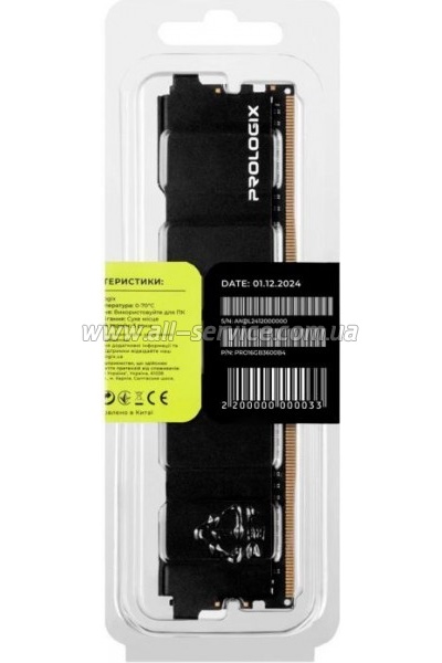     DDR4 16GB 3600 MHz Black Prologix (PRO16GB3600B4)