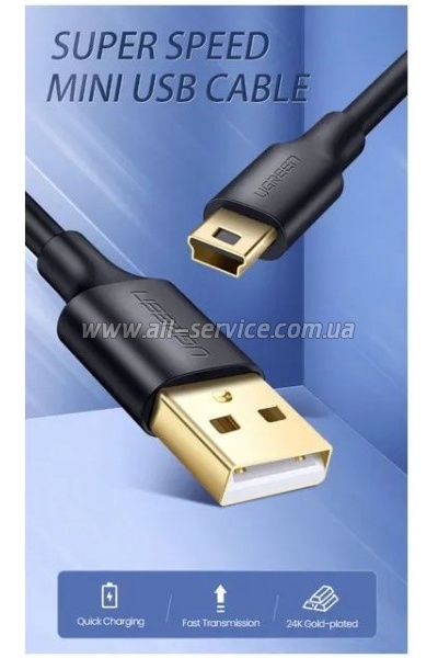���� ������ USB 2.0 AM to Mini 5P 1.0m US132 black Ugreen (10355)
