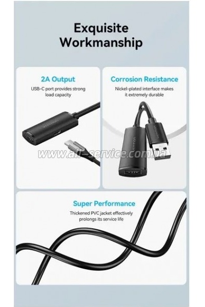 ���� ������ USB 2.0 AM/AF 10.0m Active black Vention (CBKBL)