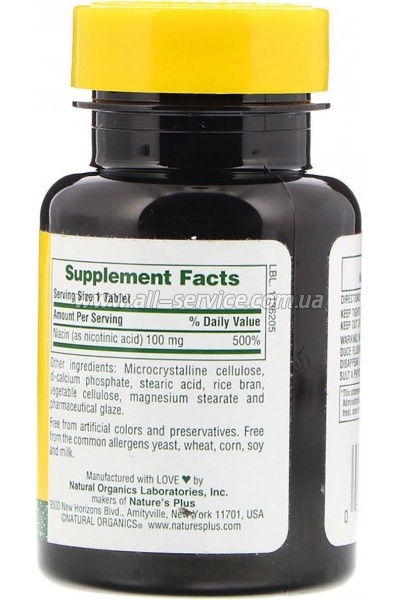  Natures Plus , Niacin, 100 , 90  (NAP-01850)