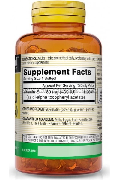  Mason Natural   180, Vitamin E 400 IU, 100   (MAV-05051)