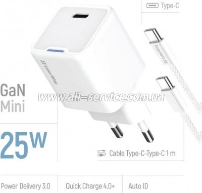 �������� ������� ColorWay GaN Mini 25W PD (CW-CHS052PDC-WT)
