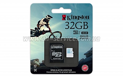   32GB Kingston microSDHC C10 UHS-I U3 + SD  Action (SDCAC/32GB)