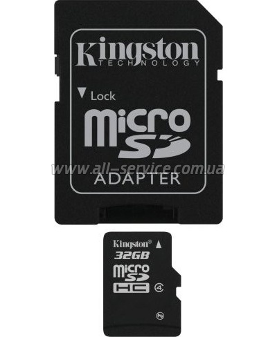   4GB KINGSTON microSD Class 4 + SD  (SDC4/4GB)