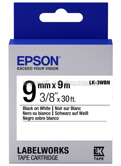  Epson LK3WBN LW-300/ 400/ 400VP/ 700 Std Blk/Wht 9mm/9m (C53S653003)