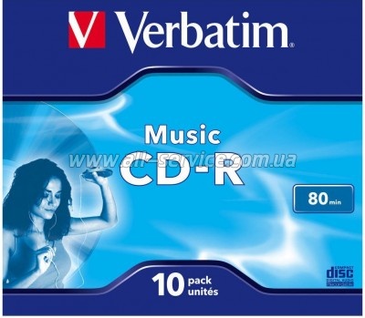 ���� Verbatim CD-R 700Mb 16x Jewel Case 10 Pack Music (43365)