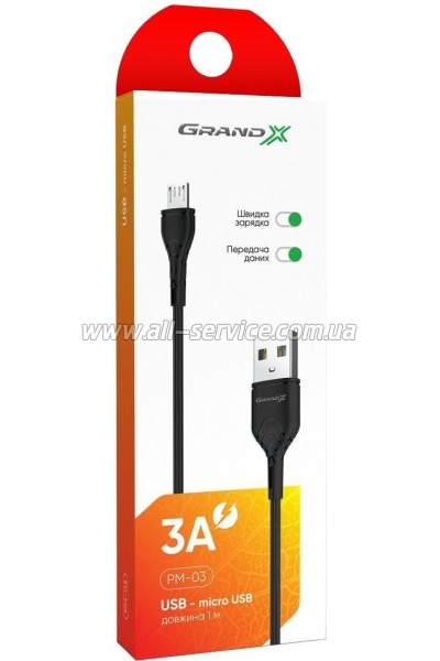 ���� ������ USB 2.0 AM to Micro 5P 1.0m Grand-X (PM-03B)