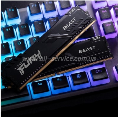 ������ ������ ��� ���������� DDR4 64GB (2x32GB) 3600 MHz Fury Beast Black Kingston Fury (ex.HyperX) (KF436C18BBK2/64)
