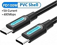 ���� ������ USB-C to USB-C 1.5m 5A black Vention (COTBG)