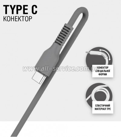 ���� ������ USB 2.0 AM to USB-C 1.2m Black ACCLAB (1283126518232)