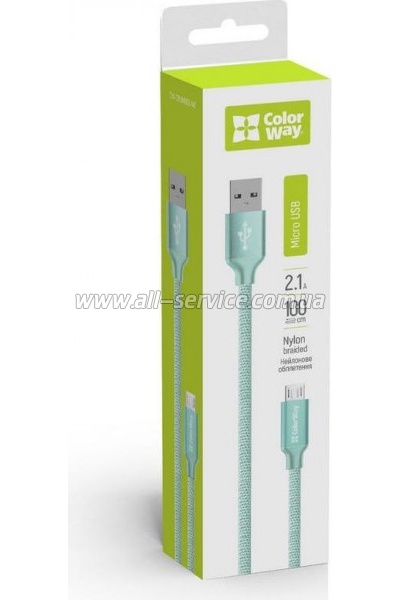 ���� ������ USB 2.0 AM to Micro 5P 1.0m mint ColorWay (CW-CBUM002-MT)