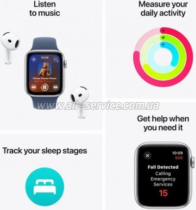 - Apple Watch SE 2024 GPS 44mm Starlight Aluminium Case with Starlight Sport Band - S/M (MXEU3QH/A)