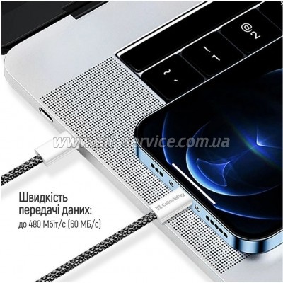 ���� ������ ColorWay USB-C to USB-C 1.0m 60W 3.0� black (CW-CBPDCC061-BK)