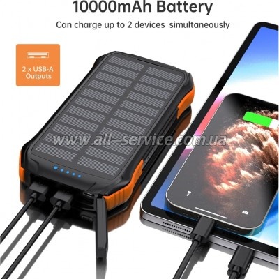 ������� ������������� Choetech 10000mAh solar Black/ Orange (B659-OR)