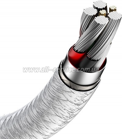 ���� ������ USB 3.1 AM to USB-C 2.0m 6.0A 66W Cafule Series Metal White Baseus (CAKF000202)