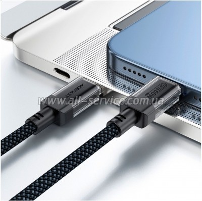 ���� ������ USB-C to USB-C 1.2m 60W stainless steel C12-03 Black Acefast (6974316283317)